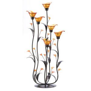 Amber Calla Lily Candleholder LED Holder NEW